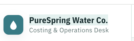 CostingERP company workspace header